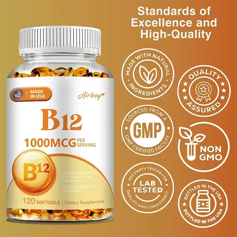 Vitamin B12 1000mcg - Benefits Brain & Heart Function, Memory, Learning, Helps Boost Natural Energy