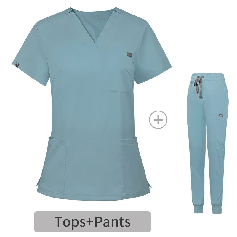 HZMNOI Short Sleeve Nurse Dress Uniform Stylish Female Womens Tie Up Medical Scrubs Nurse Uniform Medical Spa Women Uniforms Badiee Stylez