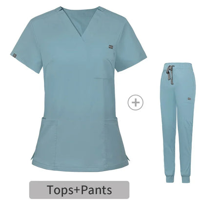 HZMNOI Short Sleeve Nurse Dress Uniform Stylish Female Womens Tie Up Medical Scrubs Nurse Uniform Medical Spa Women Uniforms Badiee Stylez
