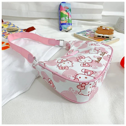 Miniso Hello Kitty Underarm Bag for Women Y2K Sanrio Kuromi Mymelody Messenger Tote Bag Cute Girls Shoulder Bag Purses Handbag