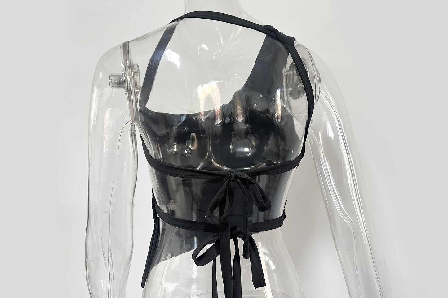 Sexy One Shoulder Off the Shoulder the Back Small Top 2024 Summer Solid Color Irregular Lace up Short Top