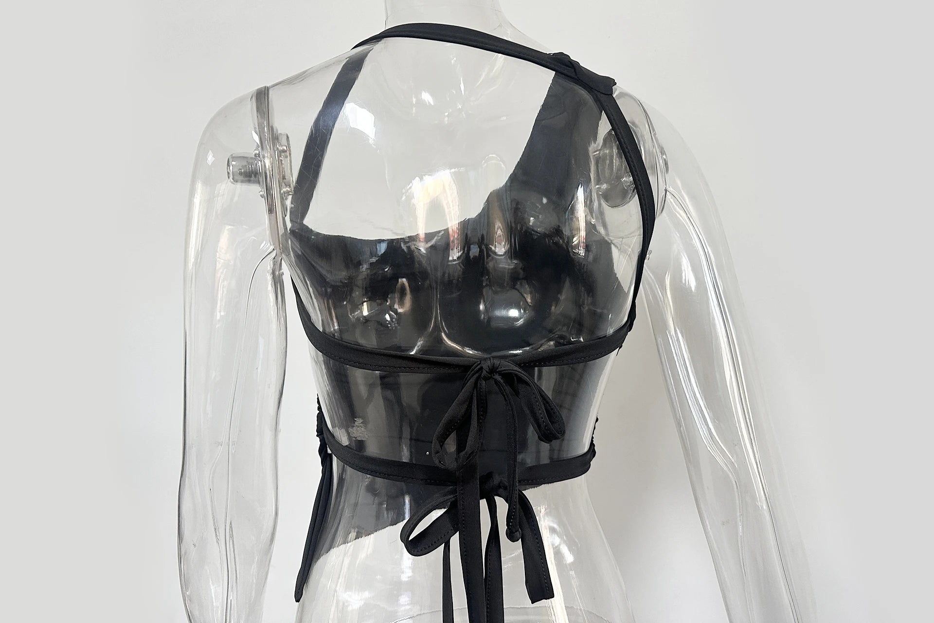 Sexy One Shoulder Off the Shoulder the Back Small Top 2024 Summer Solid Color Irregular Lace up Short Top