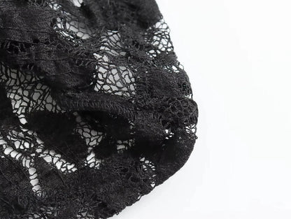 TRAFZA Summer Lace Jumpsuits For Women Fashion New Long Sleeves Hollow Out Slim Onesies Female Chic Wild Women's Bodysuits