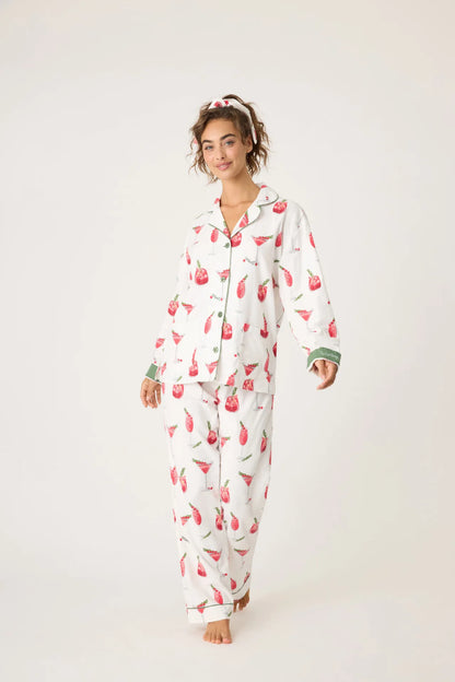 Women's Print Cotton Pajama Set Long Sleeve Autumn Winter Ladies Sleepwear 2 Pcs with Pant Single Breasted Pijama Suit Female