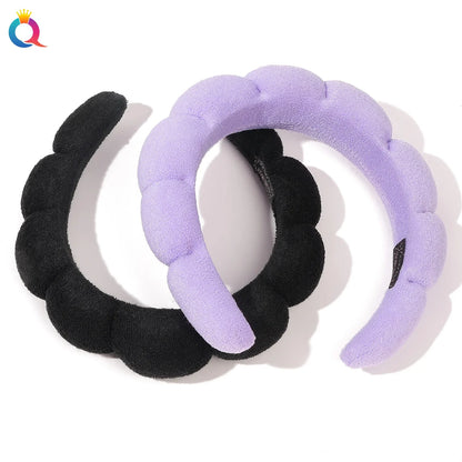 Wash Face Headbands For Women Puffy Sponge Hair Bands Cuff Waterproof Bands Absorbent Wristbands Girls Hair Accessories Set Badiee Stylez