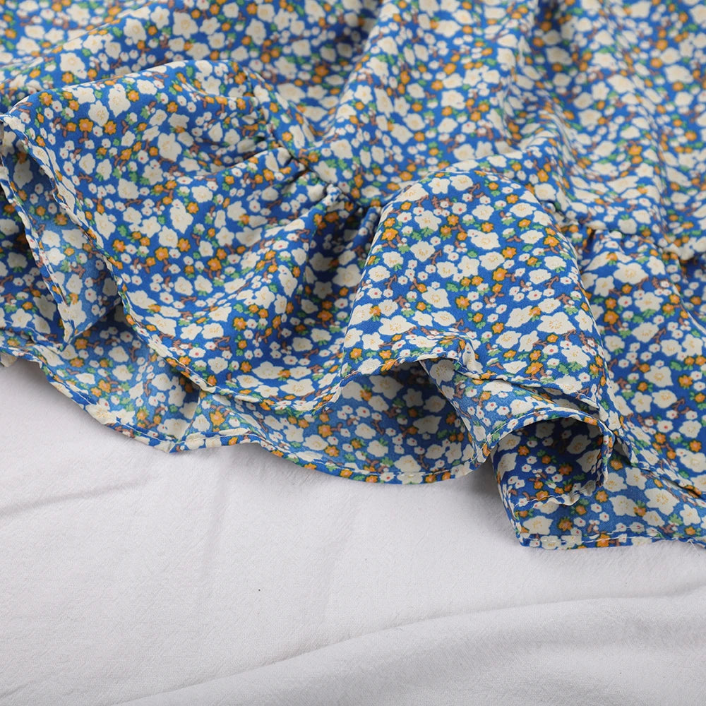 Bear Leader Girls Floral Dresses 2023 Summer New Children's Rustic French Chiffon Floral Fake Two Pieces Halter Dress