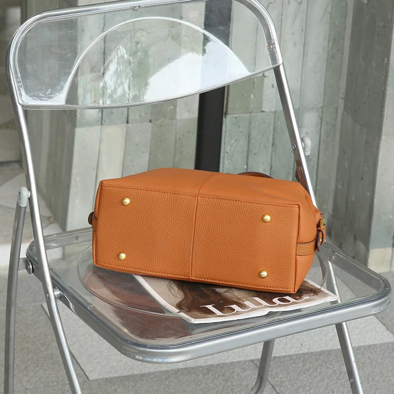 Toptrends Cowhide Genuine Leather Handbags For Women 2025 Luxury Designer Satchel Boston Office Ladies Shoulder Crossbody Bags