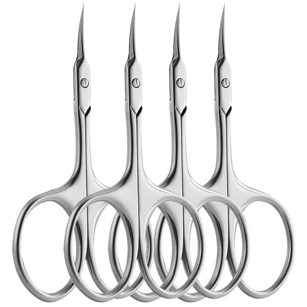 1/2/4Pcs Russian Cuticle Scissors Nipper Dead Skin Scissors Stainless Steel Manicure Pedicure Tools Nail Trimmer Clipper SILVER-4PCS