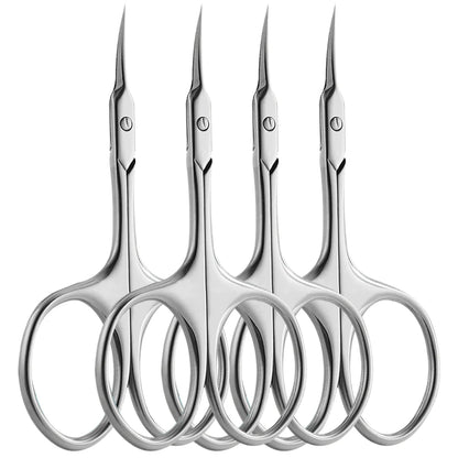 1/2/4Pcs Russian Cuticle Scissors Nipper Dead Skin Scissors Stainless Steel Manicure Pedicure Tools Nail Trimmer Clipper SILVER-4PCS