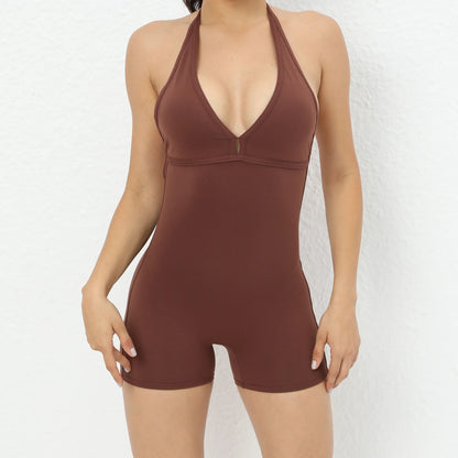 Sporty Jumpsuit Woman Yoga Sets Short Fitness Overalls with Padding Workout Clothes for Women Gym Sets Womens Outfits Sportswear Badiee Stylez