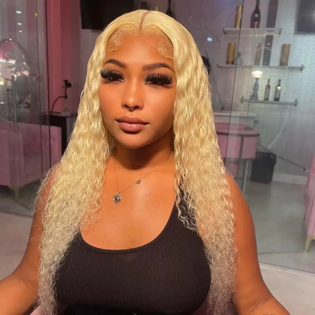 Deep Wave 13x6 HD Lace Frontal Human Hair Wig 30 40 Inch Curly 613 Honey Blonde Water Wave 13x4 Lace Front Wigs For Women 250% Badiee Stylez