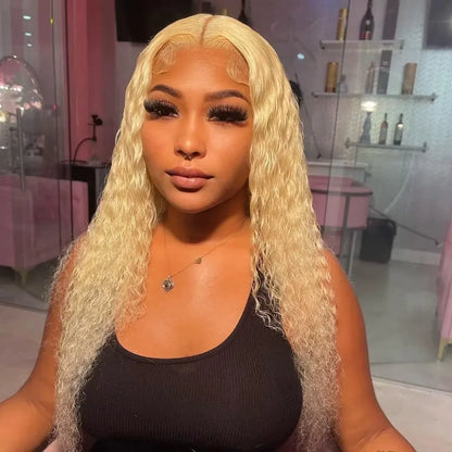 Deep Wave 13x6 HD Lace Frontal Human Hair Wig 30 40 Inch Curly 613 Honey Blonde Water Wave 13x4 Lace Front Wigs For Women 250% Badiee Stylez