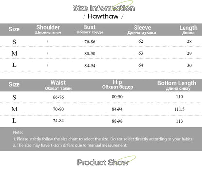 Hawthaw Women 2025 Spring Autumn Long Sleeve Crop Tops Long Pants Party Club Two Piece Sets Outfits Wholesale Items For Business