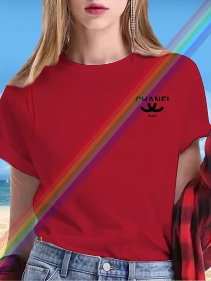 New alphabet Print Casual Graphic T-shirt Short sleeve Sports Women's T-shirt Unisex casual everyday wear Summer women's T-shirt TZ-783 (1) 4 CHINA