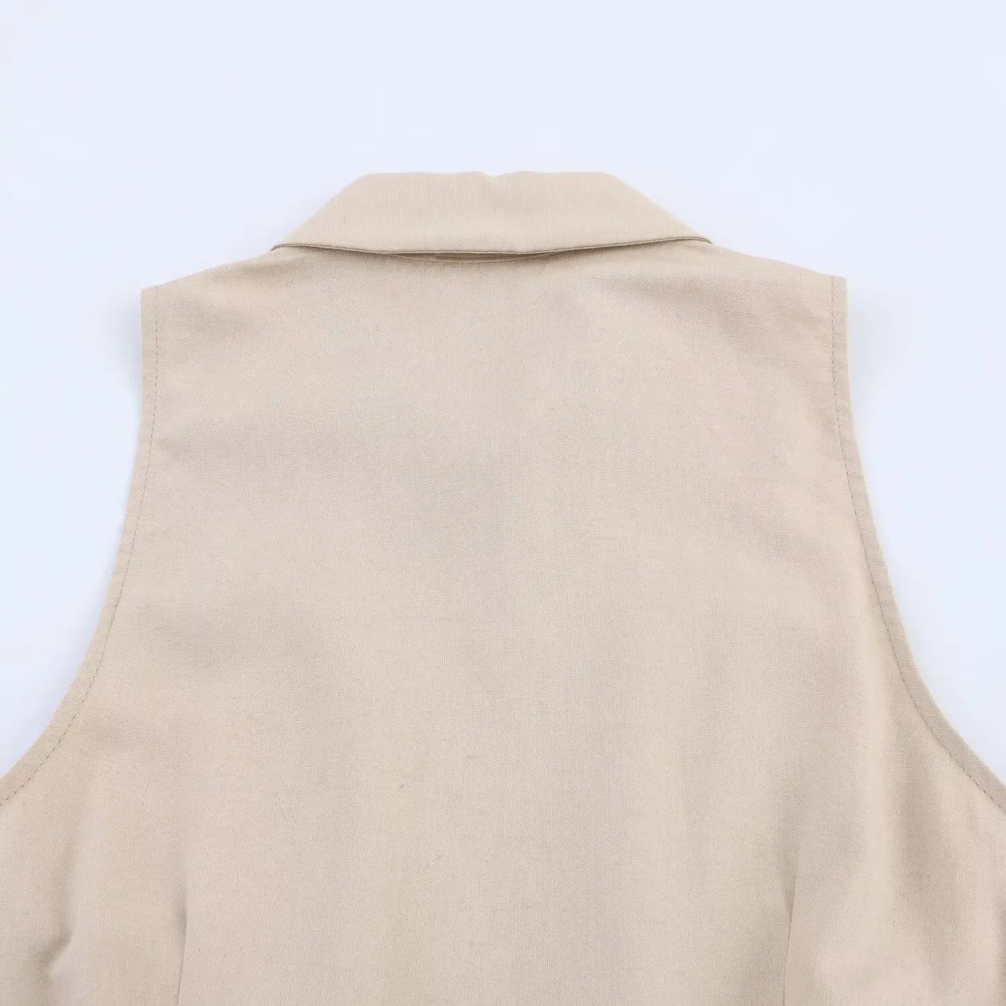 PB&ZA2025 Summer New Arrivals Women's Casual Fashion Simple Commuter Belt Sleeveless Lapel Mini Dress