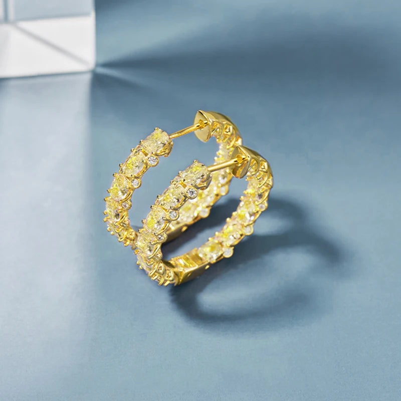 Huitan Luxury Trendy Pink/Green/Blue/Yellow CZ Hoop Earrings for Women Silver Color/Gold Color Hot Trendy Girls Jewelry Dropship