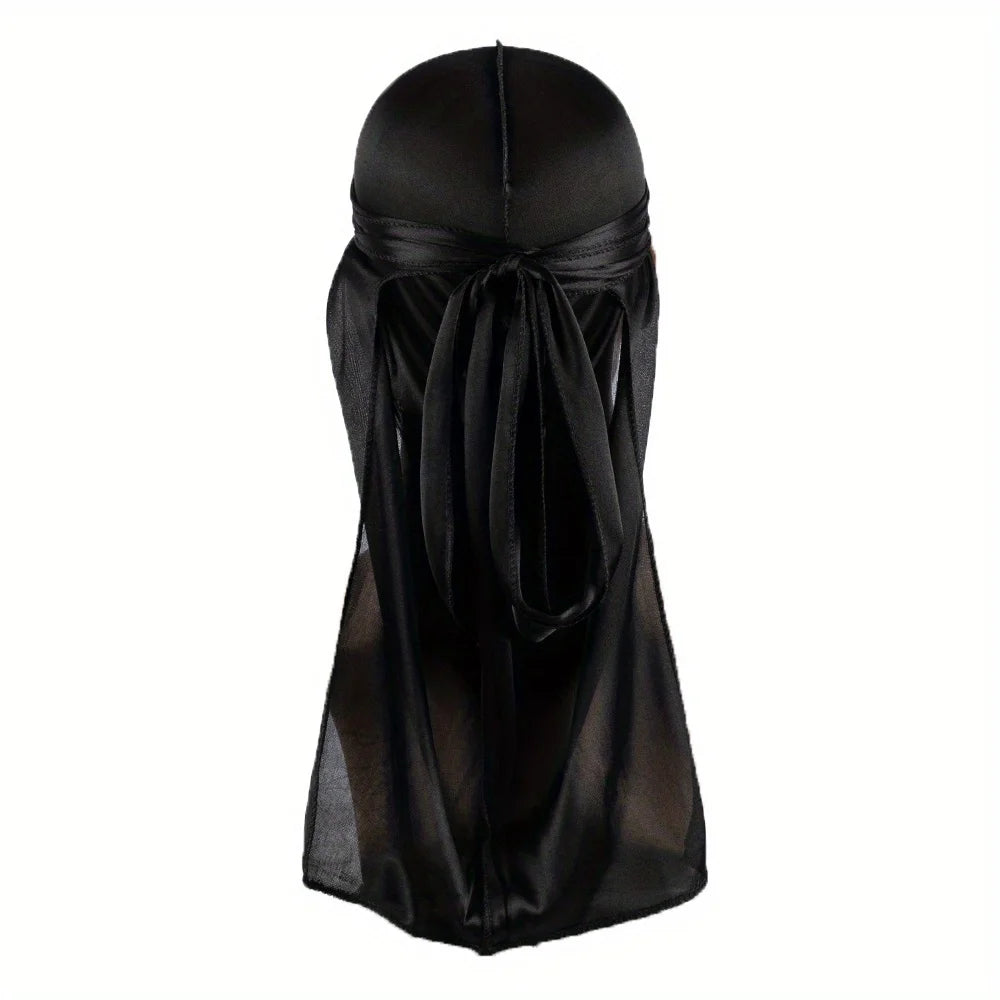 Men's Silk Durag Bonnet Bandana Silky Du Rag Doo Rag Long Tail Waves Cap