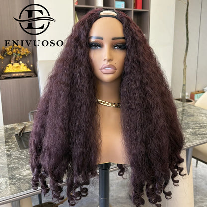 Afro Kinky Straight V Part Wigs with Bouncy Curls Short Synthetic Glueless Wigs for Black Women No Leave Out Clip in Half Wigs Badiee Stylez