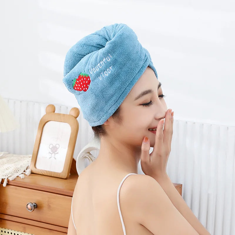 1pc Quickly Dry Hair Hat Super Absorbent Soft Bathroom Women Head Towels Girls Cute Hair Towel Hair Dry Wrap Bonnets Badiee Stylez