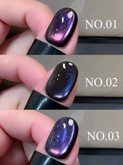 1-3pcs PSK 2025 New Whitening Purple Glass Beads Starry Crystal Nail Art Purple Glass Bead Cat Eye Gel Nail Polish Nail Supplies ziqidonglai1-3