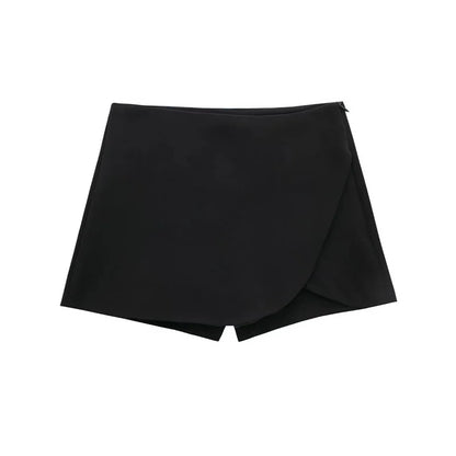 MUJER 2025 Black Mini Skirt Shorts Woman Fashion Asymmetric Skort For Women High Waist Short Skirts Woman Summer Casual Shorts
