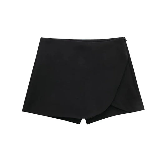 MUJER 2025 Black Mini Skirt Shorts Woman Fashion Asymmetric Skort For Women High Waist Short Skirts Woman Summer Casual Shorts