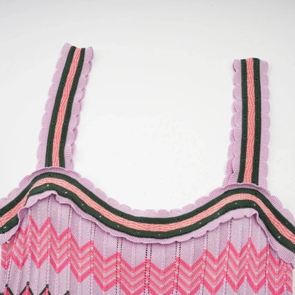 Luxury Brand Design Knitted Zigzag High Elasticity Color Sleeveless Long Maxi Dress Women Arab Africa Popular Boho Lady Skirt Badiee Stylez