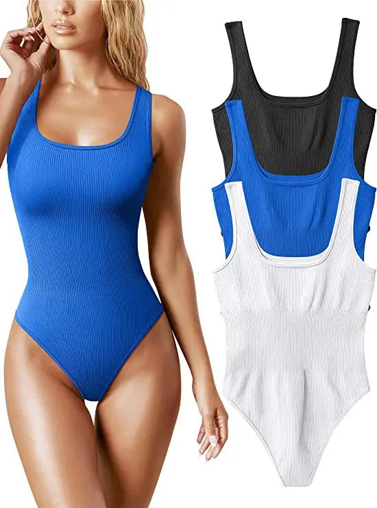 Strap Solid Bodycon Sexy Body Casual Basic White Summer Bodysuit Women Tops Sleeveless Sheer Bodysuits Jumpsuit Slim