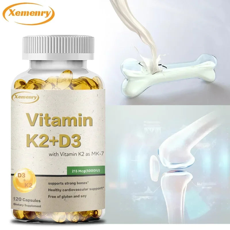 Vitamin K2 + D3 Supplement - Promotes Calcium Absorption, Helps Promote Bone, Teeth, Joints, Heart Immune Health