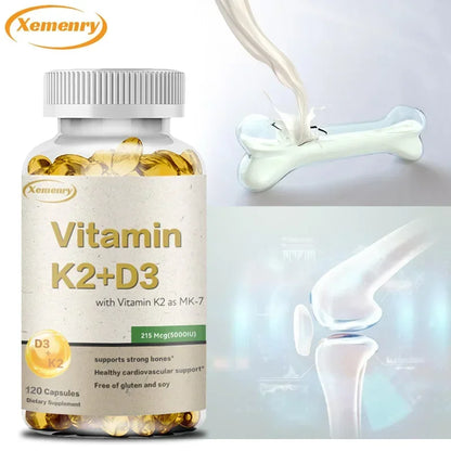 Vitamin K2 + D3 Supplement - Promotes Calcium Absorption, Helps Promote Bone, Teeth, Joints, Heart Immune Health