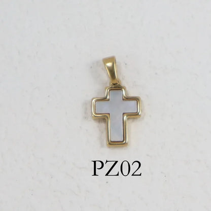 RHYSONG Geometric Stainless Steel 18K Gold Plated Snake Cross Palm Conch Mushroom Pistol Pendant For Women Diy Findings Jewelry 02-GD