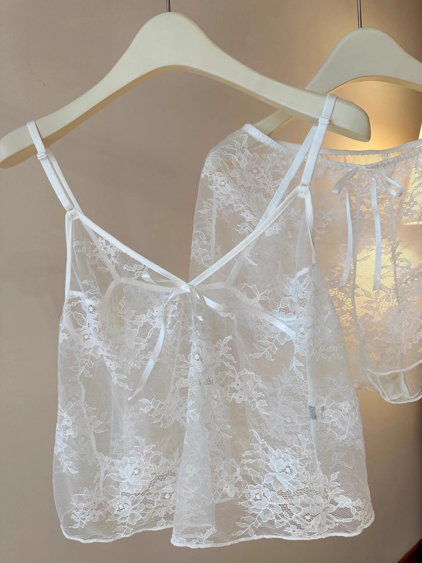 ElyraLux Women Harness Pajama Suspender Shorts for Women Pajamas Set Lace Silk Lingerie Pyjamas Shorts Set Pink lace pajamas White CHINA