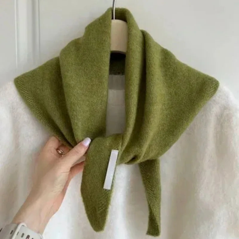 British Korean Style Niche Wool Knitted Triangular Scarf Women Headscarf Knitted Scarf Multi-functional Warm Knitted Scarf Badiee Stylez
