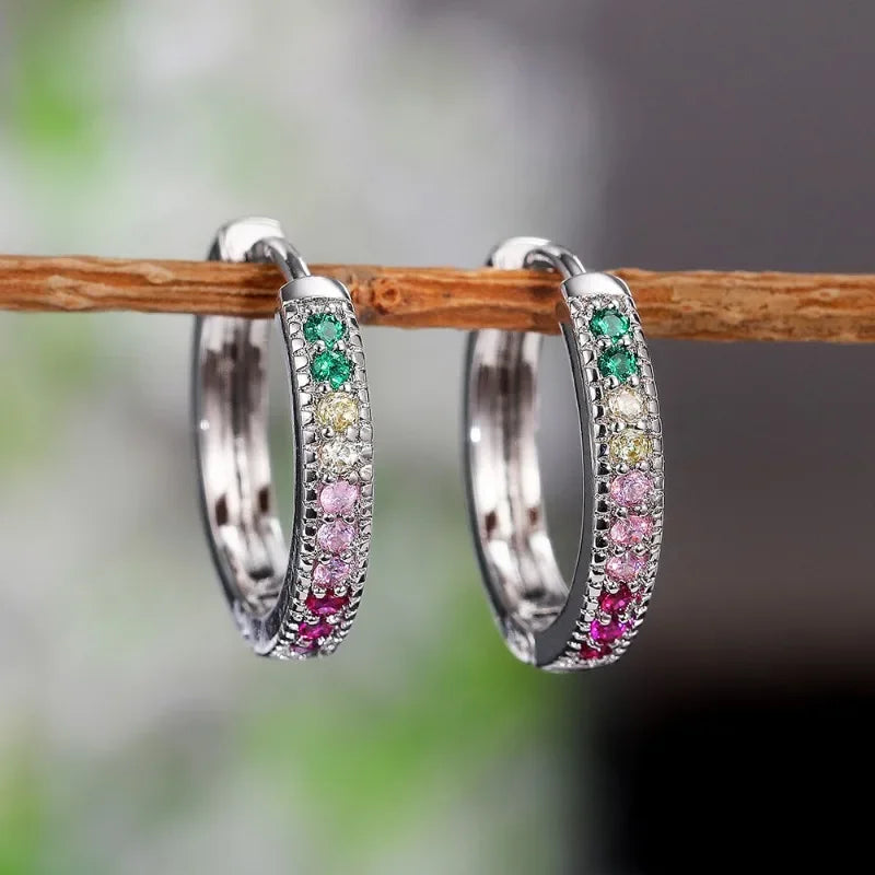 Crystal Cubic Zirconia Lymphatic Drainage Earrings Colorful Crystal Hoop Earrings Weight Loss Slimming Earrings Fashion Jewelry 1
