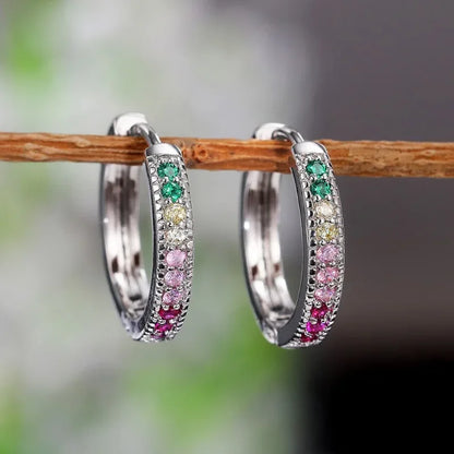 Crystal Cubic Zirconia Lymphatic Drainage Earrings Colorful Crystal Hoop Earrings Weight Loss Slimming Earrings Fashion Jewelry 1