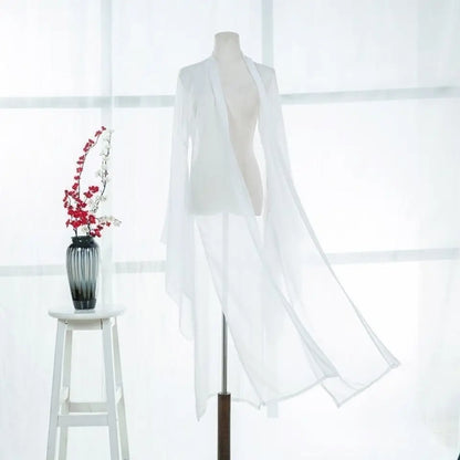 2025 new summer women long chiffon Cardigan sunscreen three quarter sleeve black blue white fashion thin cardigan