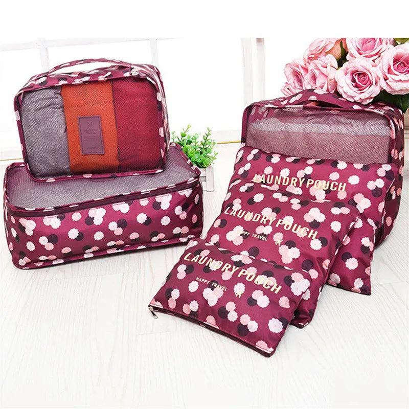 6 PCS Travel Storage Bag Set for Clothes Tidy Organizer Wardrobe Suitcase Pouch Travel Organizer Bag Case Shoes Packing Cube Bag 03