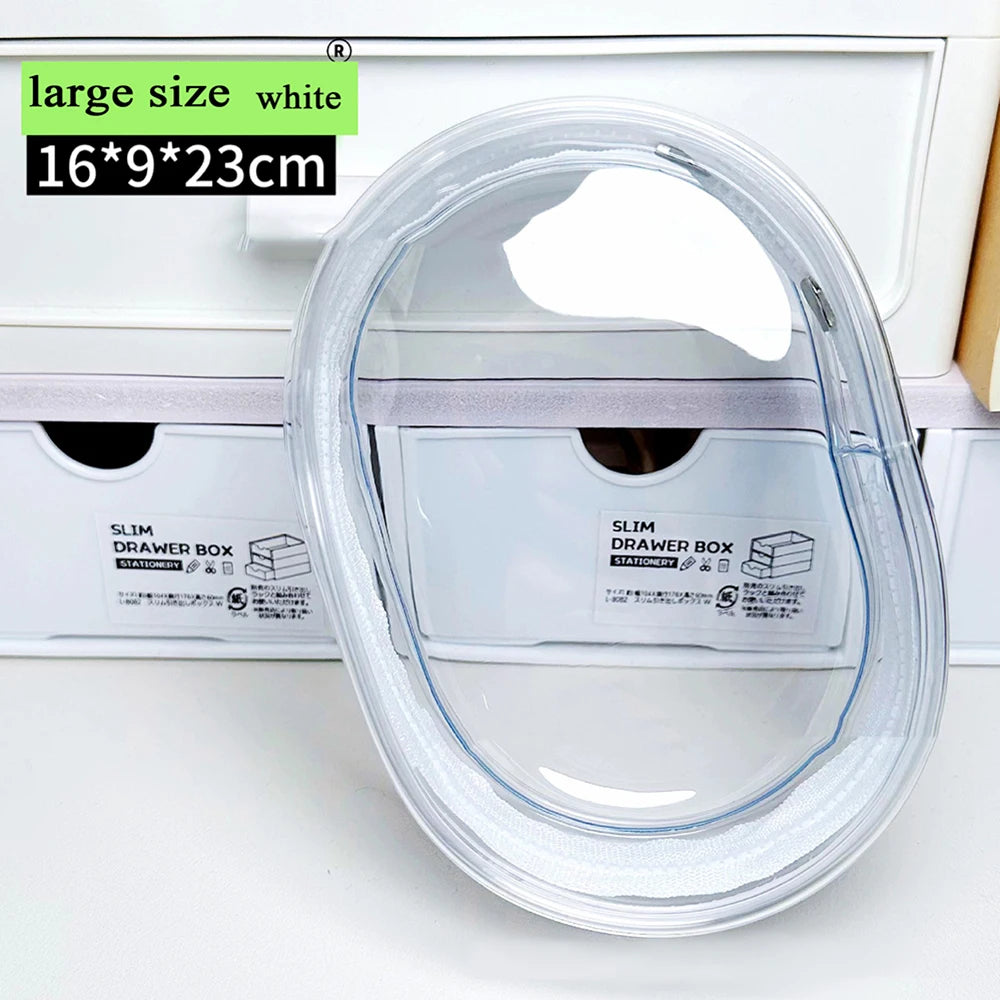 Transparent Outdoor Bag with Keychain Mystery Doll Display Storage Bags Dust-Proof Organizer Pouches Classic Doll Storage Bags white L