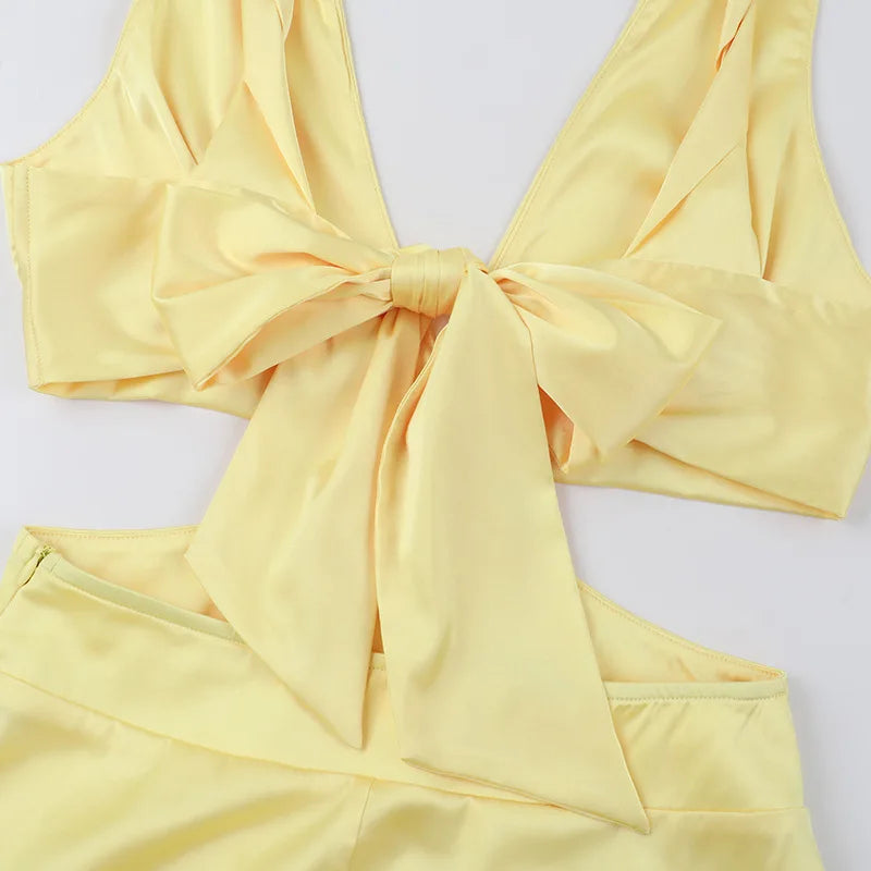 Tornova Deep V neck Hollow Long Dress Female Sleeveless Slit Beach Vacation Dress Solid Color High Waist Bodycon Women's Dress