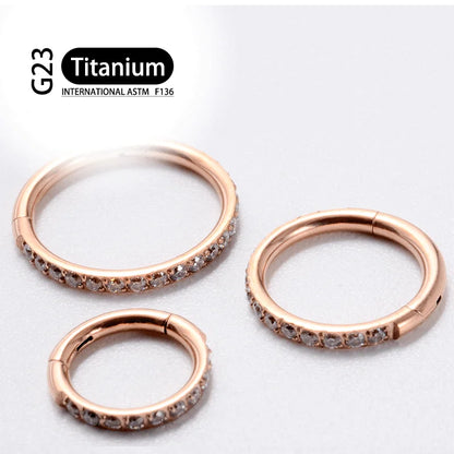 G23 Titanium Earrings Hoop Round Tragus Cartilage Helix Daith Lip Hinged Clicker Segment Ear Nose Ring Body Piercing Jewelry Badiee Stylez