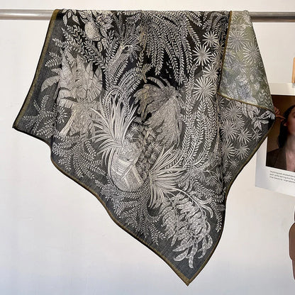 Fashion 70cm Cotton Square Scarf Women Floral Print Design Bandanas Lady Scarves Headband Accessories Handkerchief Hair QME161-01 65x65cm