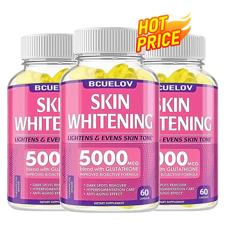 Bcuelov Collagen + Glutathione + Vitamin C Skin and Facial Health - Antioxidants - - 120 Vegetarian Capsules