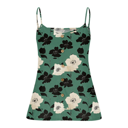 Plus size vest women's casual camisole top with adjustable shoulder straps v-neck sleeveless top fashion printed vest