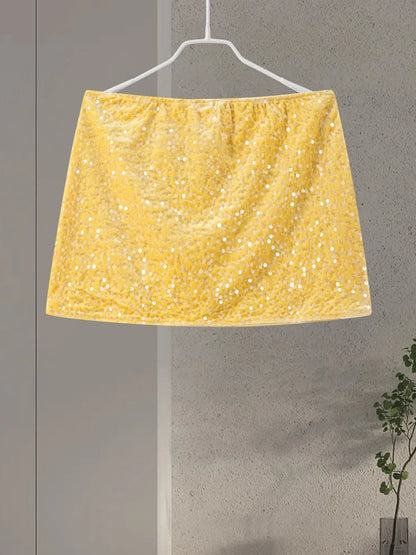 O-neck Vest Mini Skirt Suits Women Sexy sparkly Sequined Sleeveless Tank Tops With Bodycon Short Skirts Fashion Ladies Beachwear