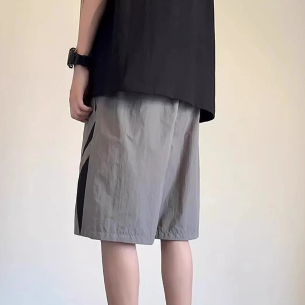 Large Size Loose Casual Thin Shorts High Waist Drawstring Wide Leg Shorts Summer Beach Knee Length Pants Men Badiee Stylez