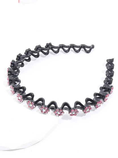 New Non-slip Rhinestone Headbands Solid Wave Hairbands for Women Girls Bezel Fashion Hair Hoop Ladies Boutique Hair Accessories Badiee Stylez