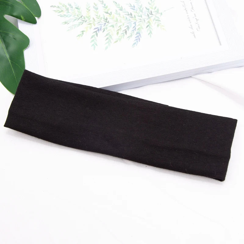 Elastic Cotton HairBand Fashion Headbands for Women Men Solid Running Fitness Yoga Hair Bands Stretch Makeup Hair Accessories black
