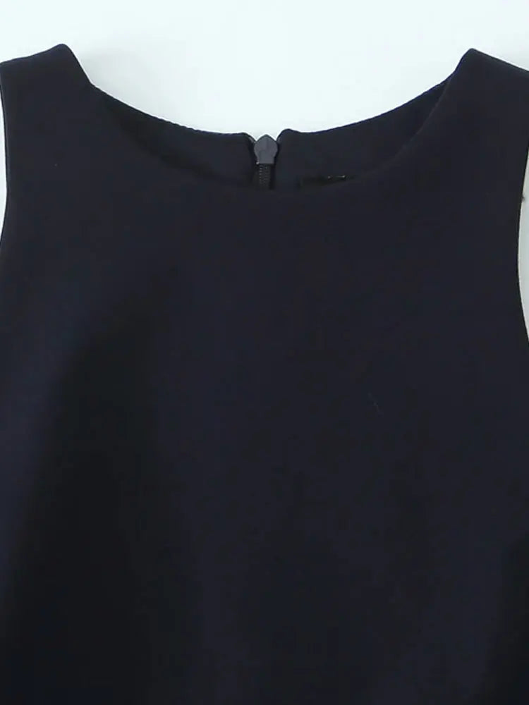 TRZA-Pleated Mini Dress with Side Loops for Women, Halter Neck, Back Zipper, Female Dresses, Chic Fashion Badiee Stylez