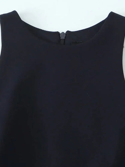 TRZA-Pleated Mini Dress with Side Loops for Women, Halter Neck, Back Zipper, Female Dresses, Chic Fashion Badiee Stylez