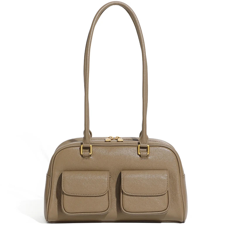 Hifashion Luxury Genuine Leather Underarm Shoulder Bags For Women 2025 Trend Designer Pillow Satchel Tote Office Ladies Handbags Gray